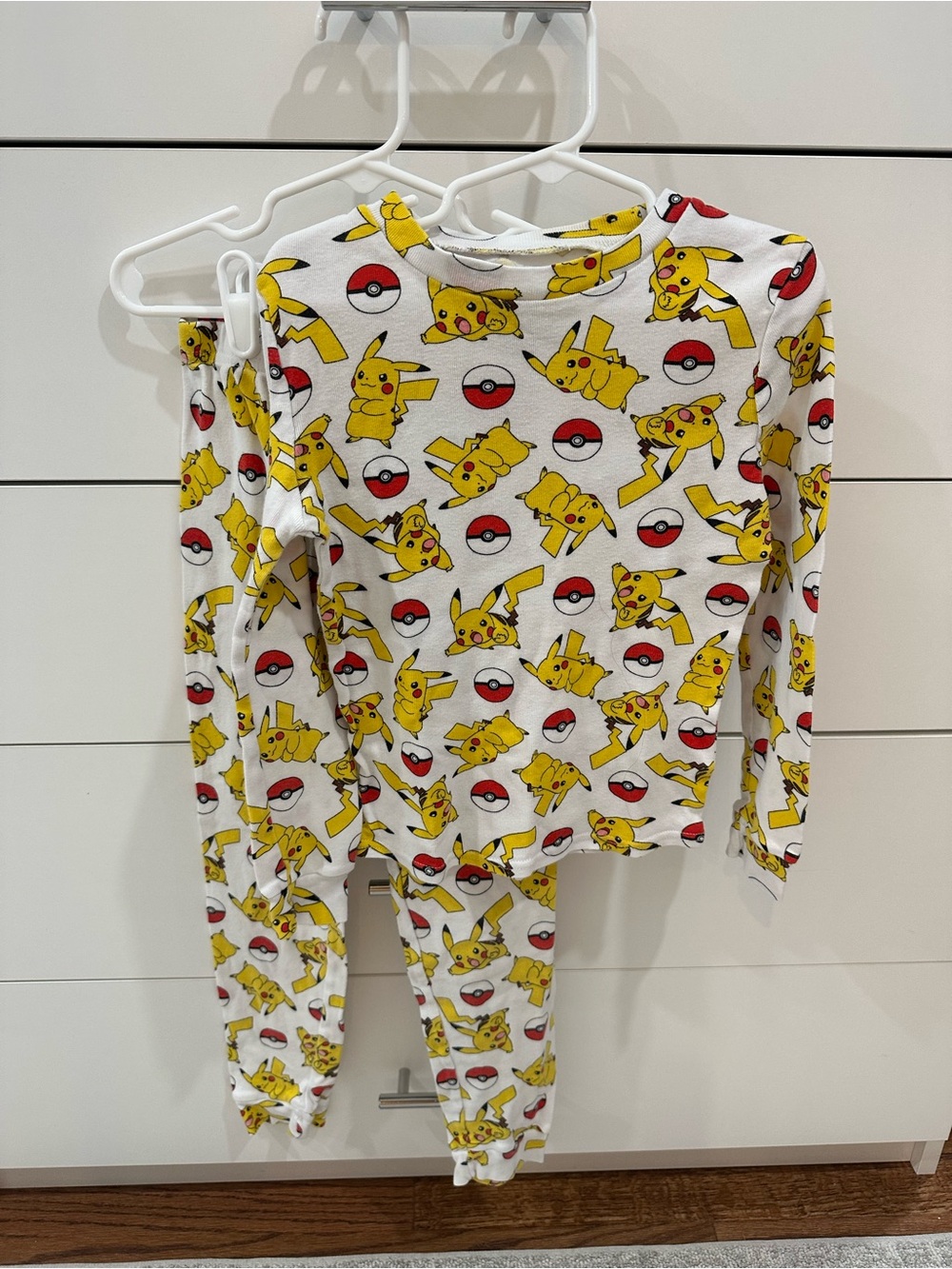 Pokemon Pikachu Pajama Set - White, Yellow & Red- Size 8